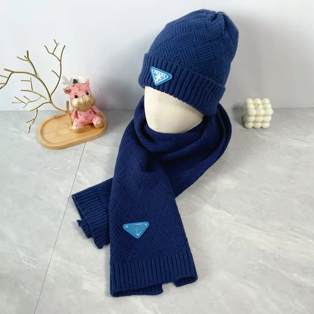 Prada Wool Beanie and Scarf Set in Blue · view 2