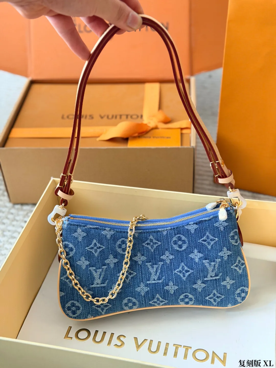 Louis Vuitton Cowhide Canvas Monogram Clutch in Blue · view 3