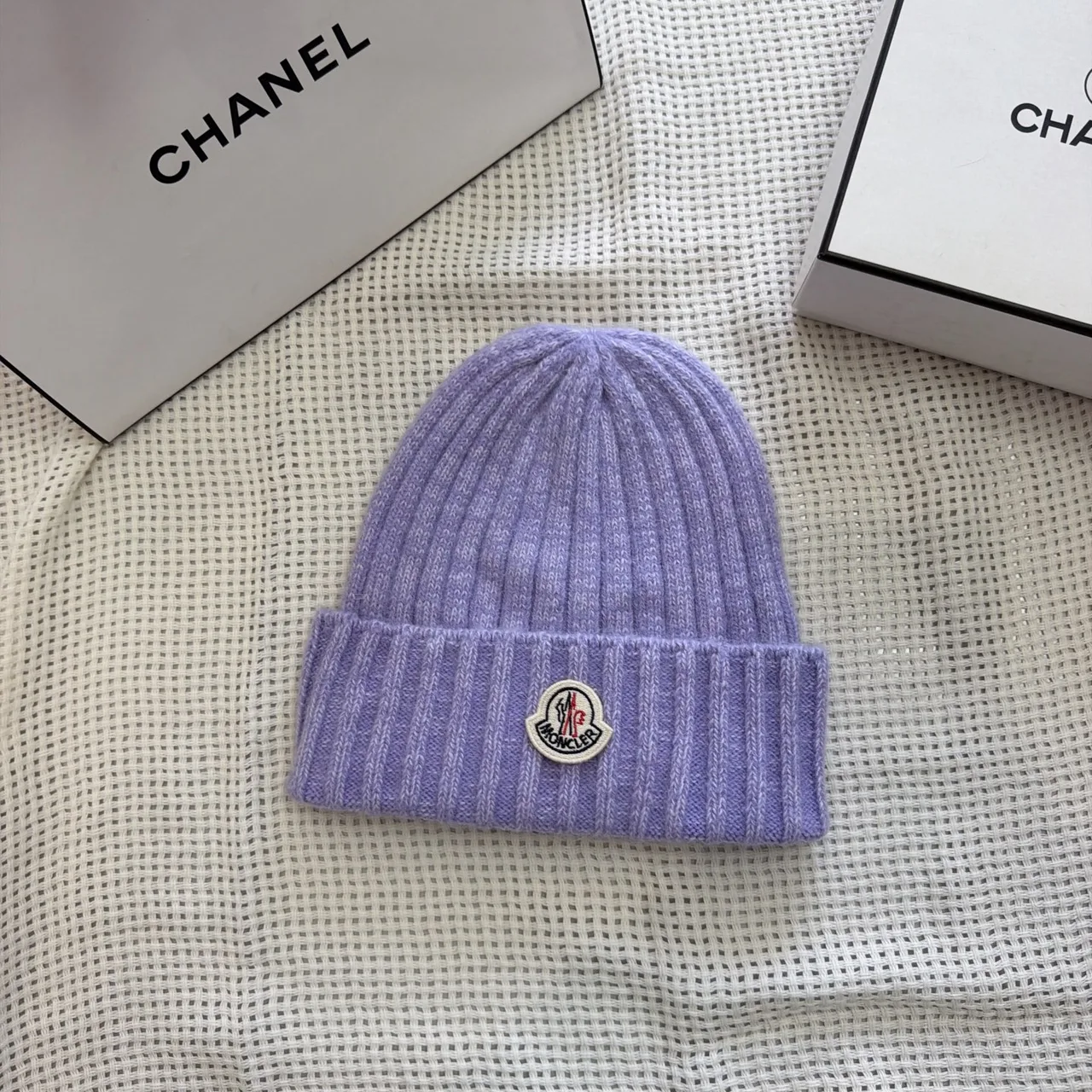 Moncler Ribbed beanie in Yellow & Pink & Purple & Black & Blue & Grey & Cream · view 4