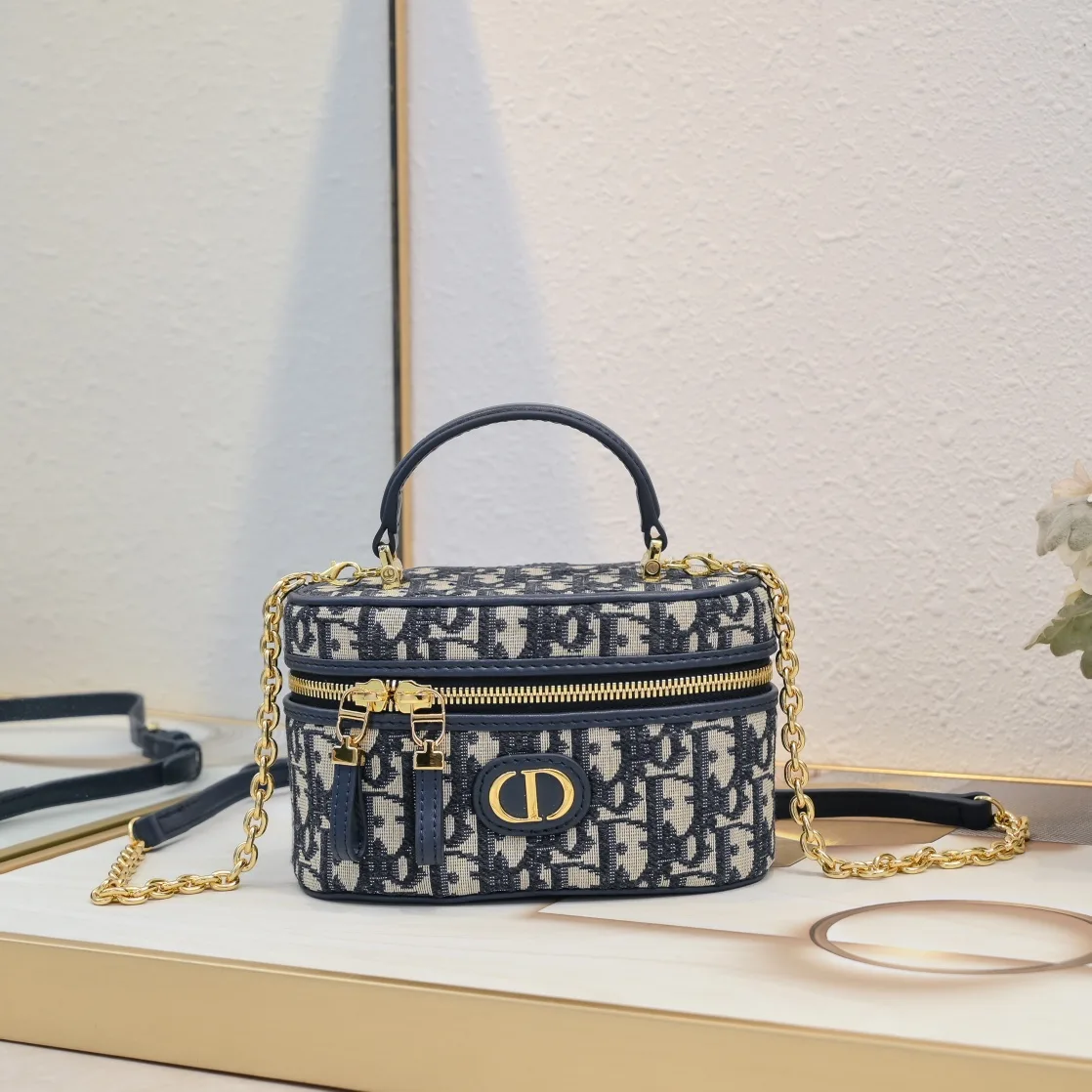 Dior Monogram Zip Vanity Case in Blue · view 1