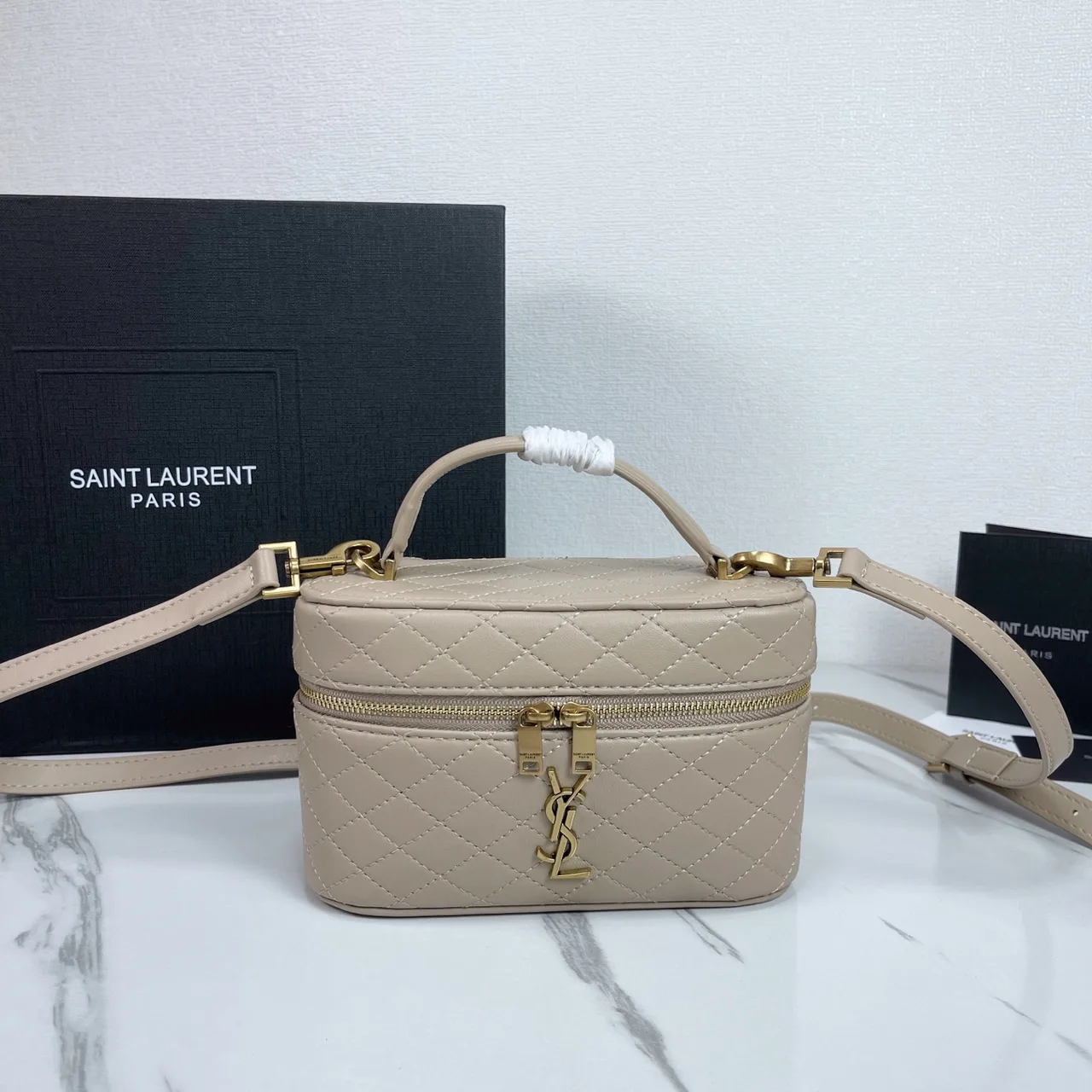 Saint Laurent Quilted Crossbody Bag in Beige · view 1