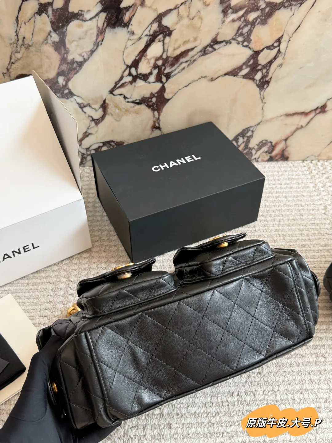 Chanel Calfskin Multi-Pocket Hobo Bag in Black · view 6