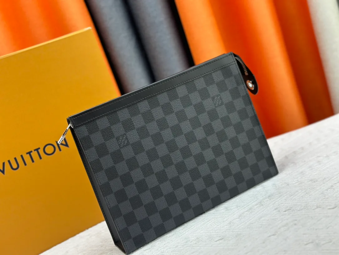 Louis Vuitton Canvas Clutch in Grey · view 2