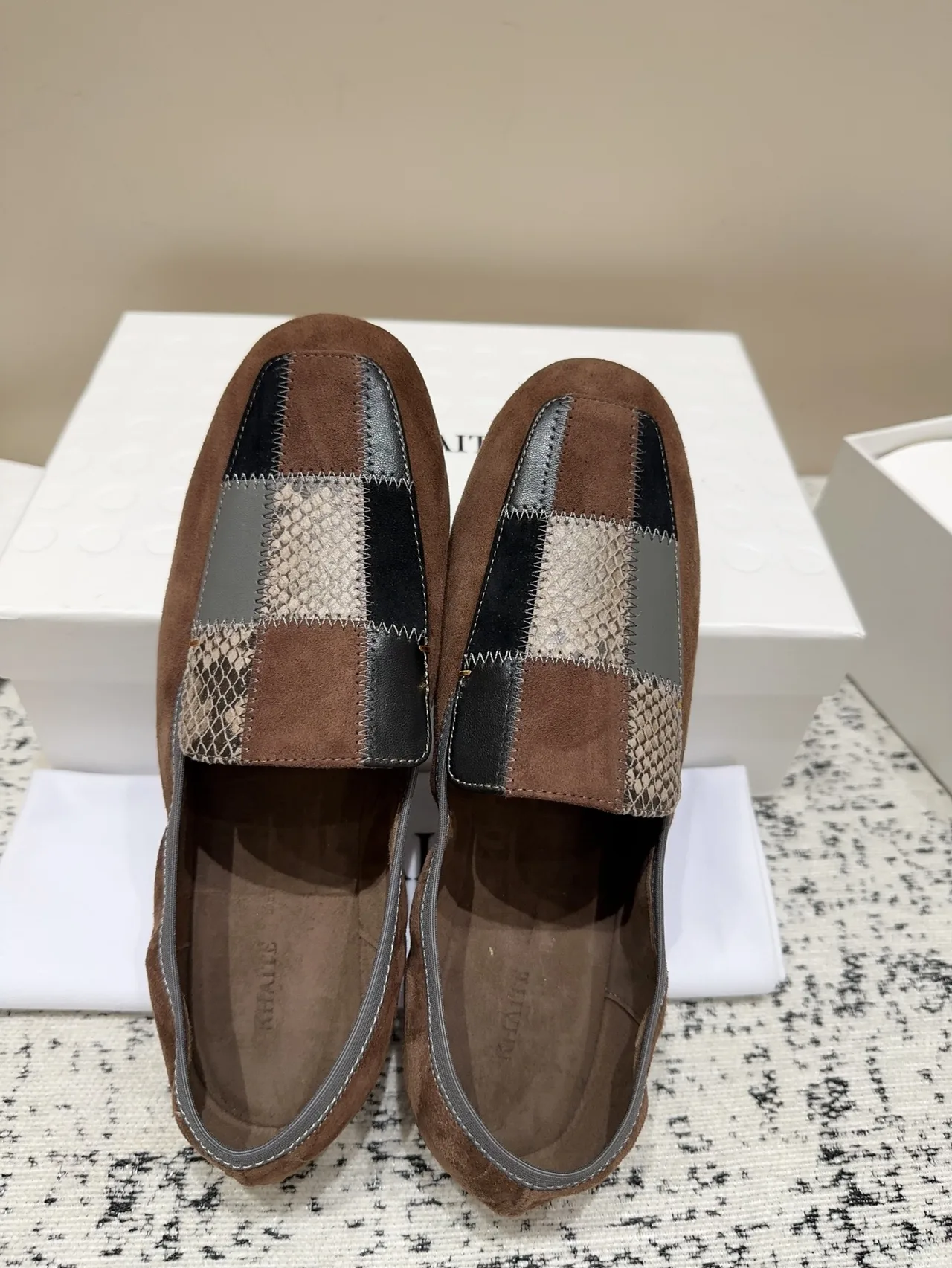 Khaite Sheepskin Round-Toe Loafers in Brown · view 3