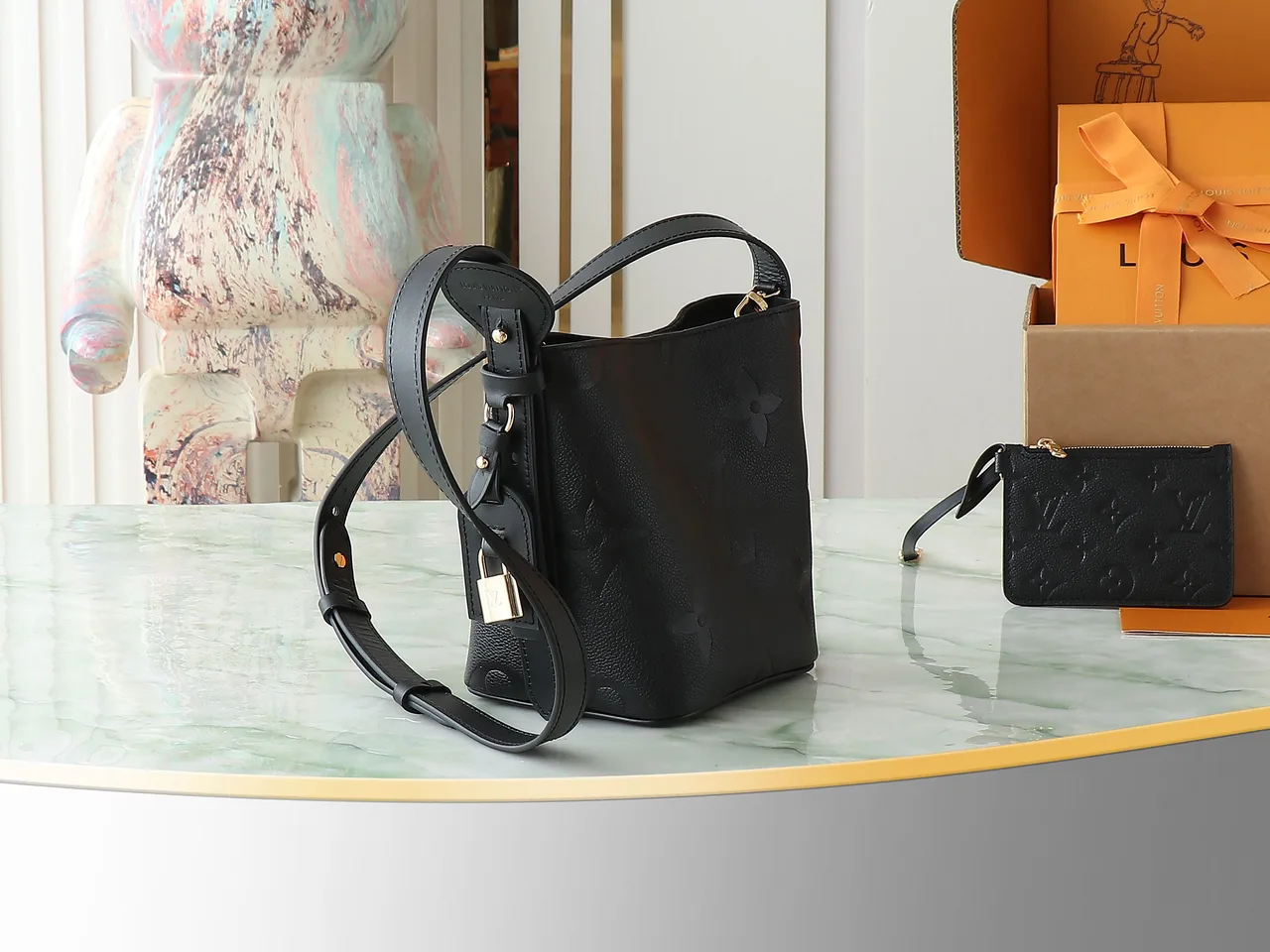 Louis Vuitton Canvas Smooth All In BB Bucket Bag in Black · view 3