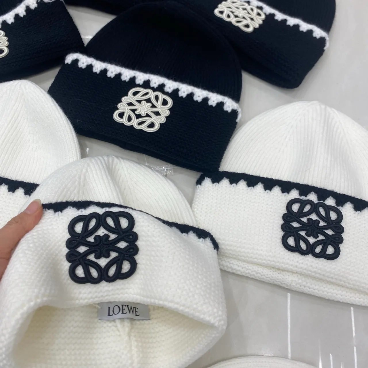 Loewe Beanie in White & Black · view 4