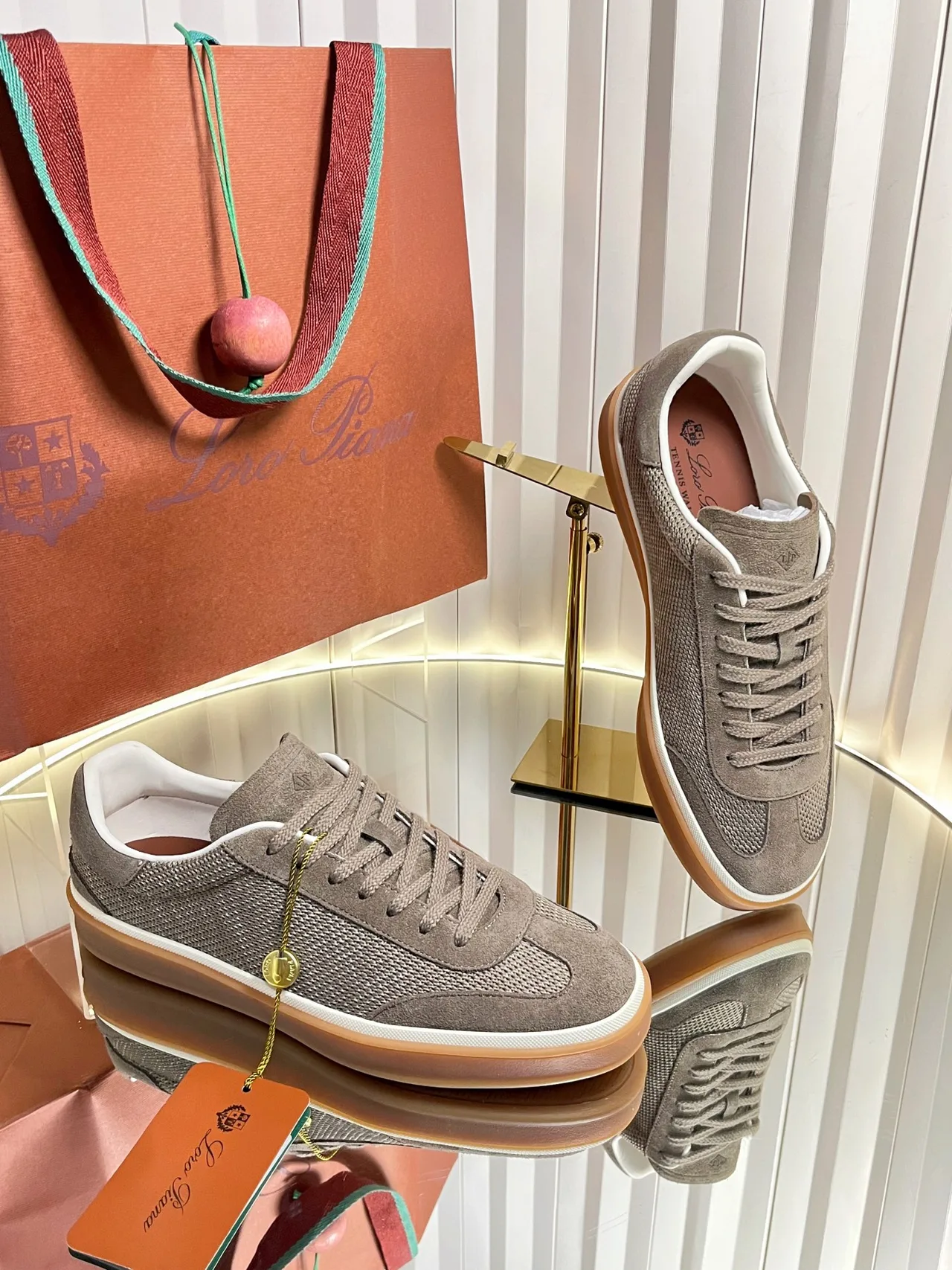 Loro Piana Cashmere Low-Top Sneakers in Grey · view 4