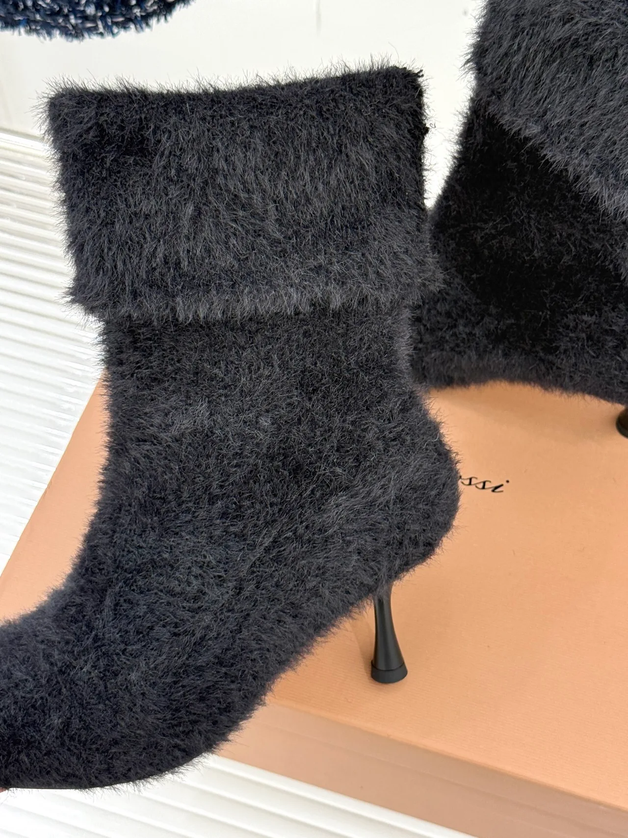 Gianvito Rossi Wool Fuzzy Ankle Boots in Black · view 6