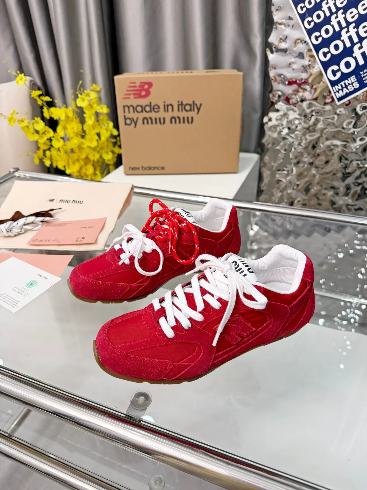 Miu Miu Cowhide 530SL Sneakers in Red · view 1