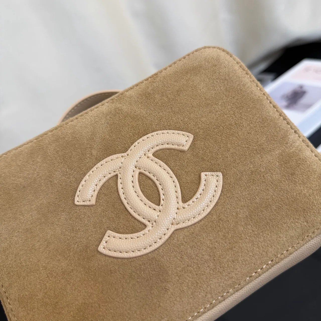 Chanel Quilted CC Vanity Bag in Beige · view 6