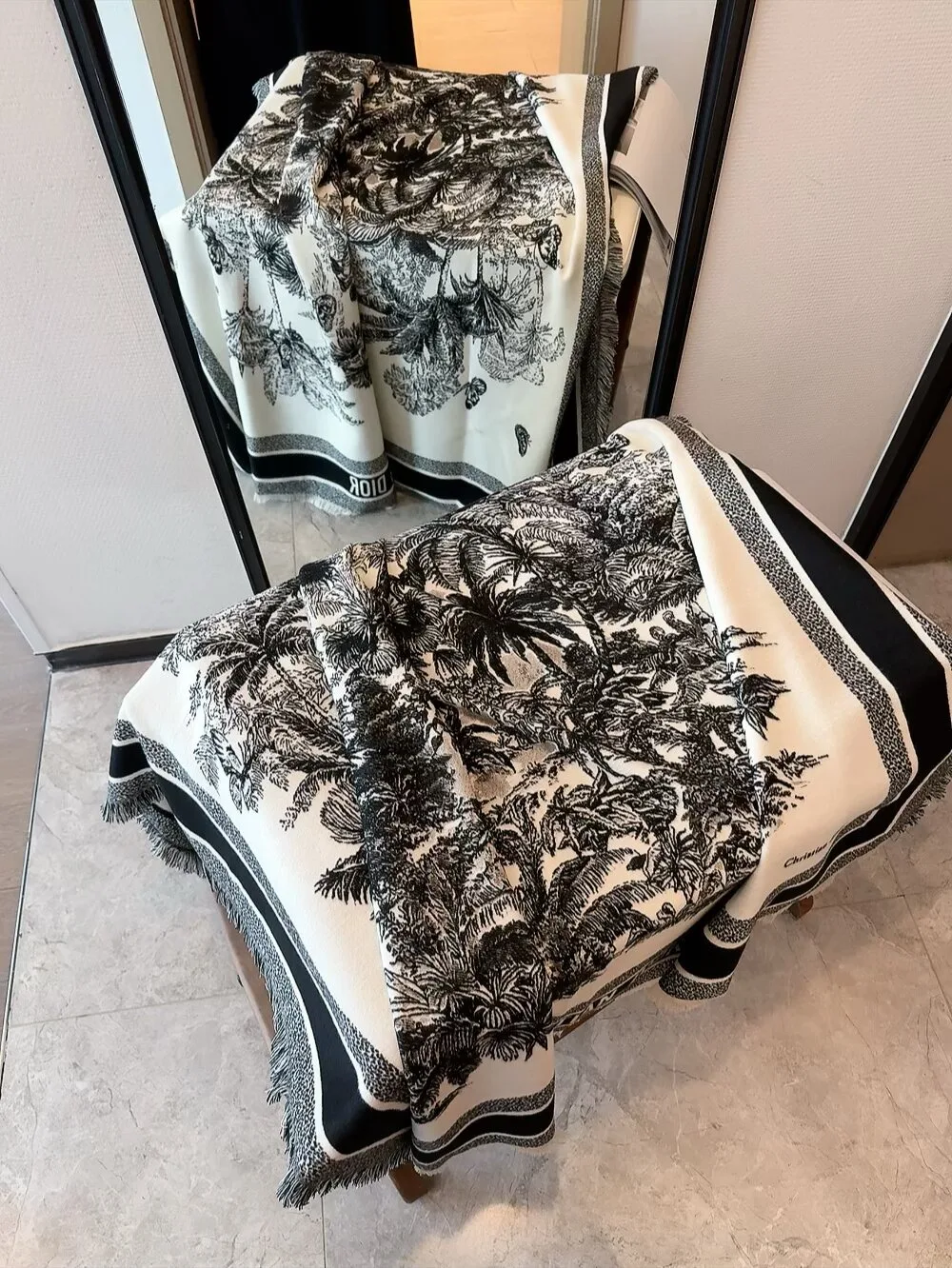 Dior Toile Square Scarf in Brown / White · view 2