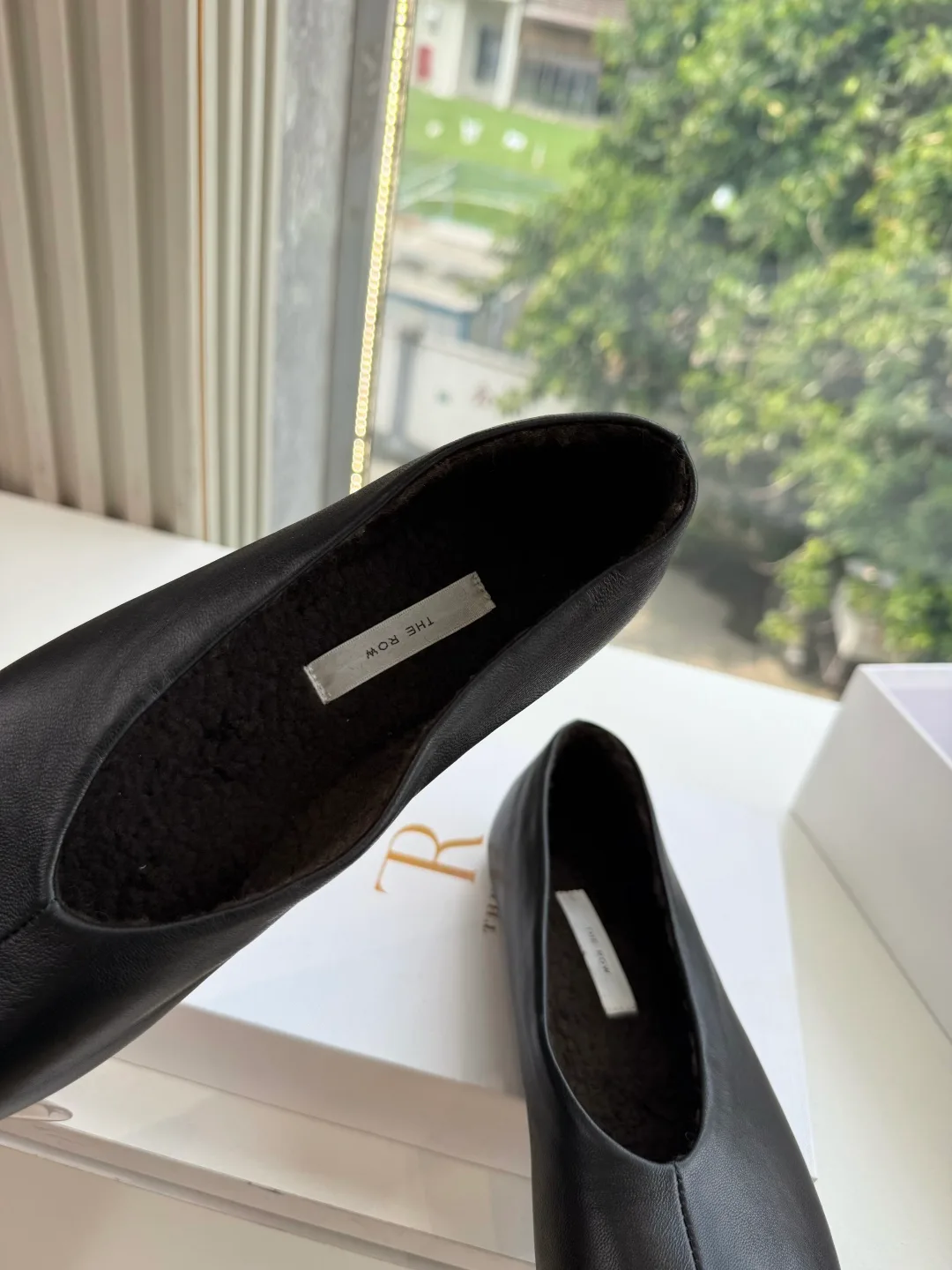 The Row Cowhide Smooth Round-Toe Ballet Flats in Black · view 4