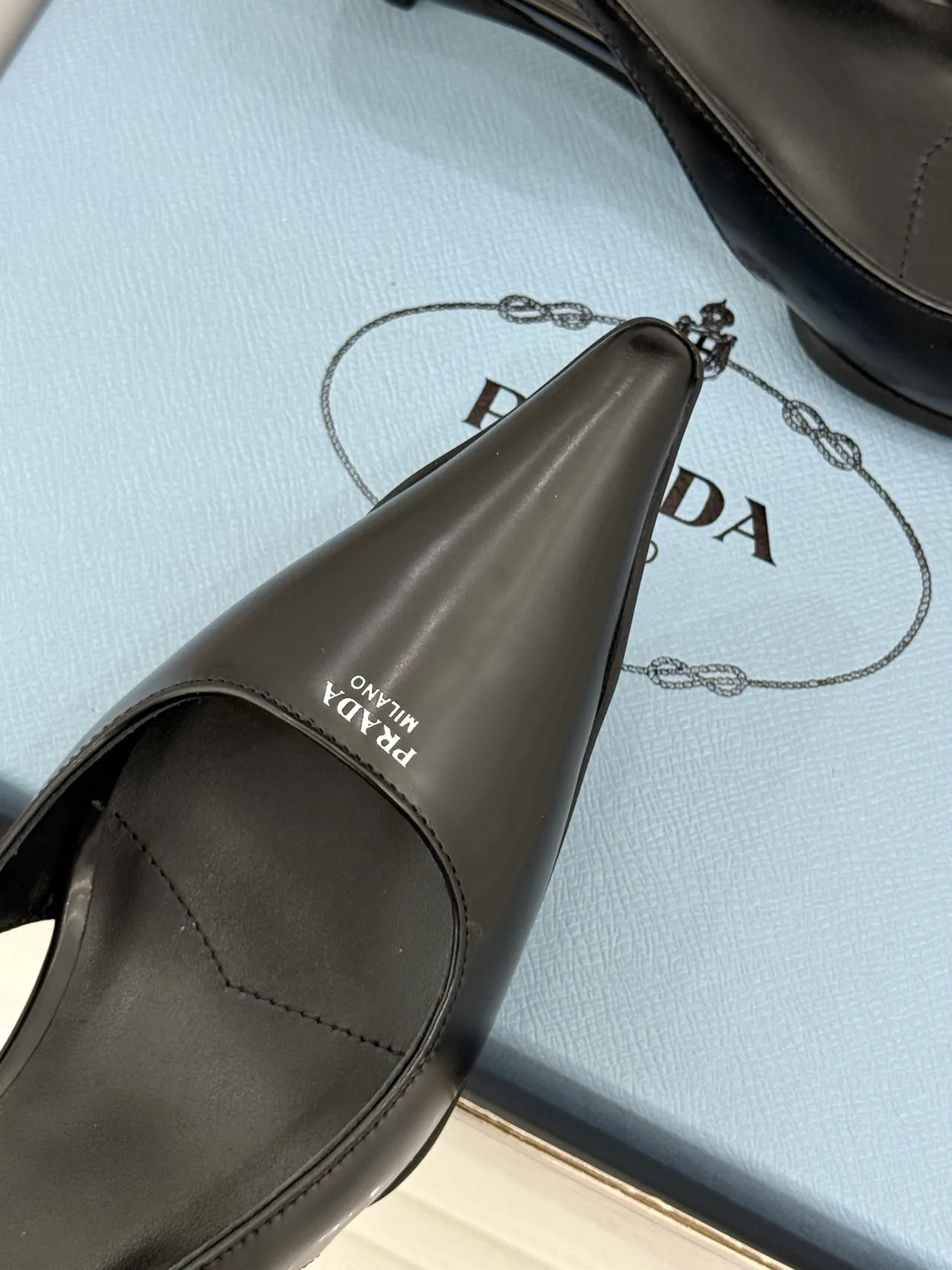 Prada Pointed Slingback Pumps in Black · view 7