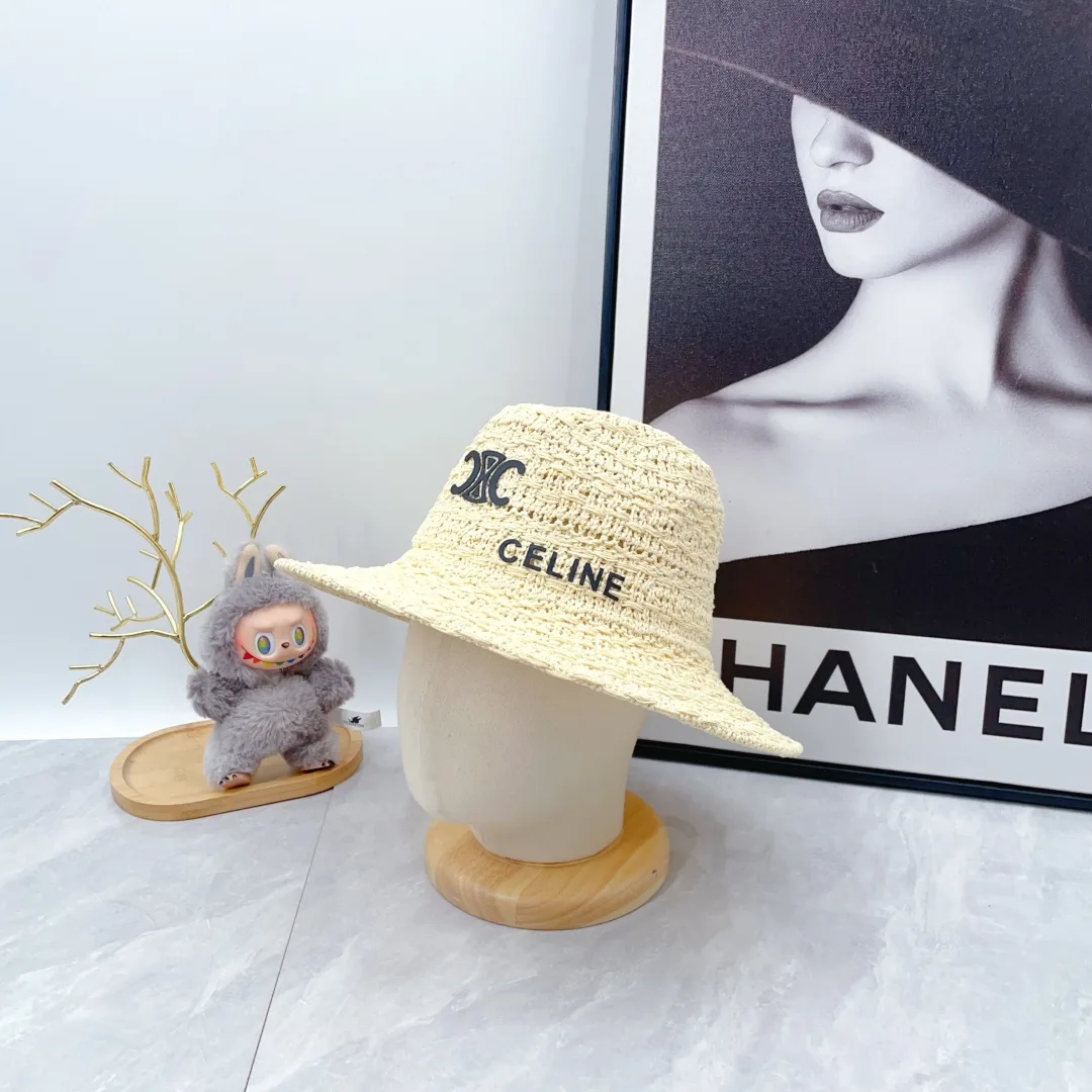 Celine Embroidered Bucket Hat in Beige · view 4