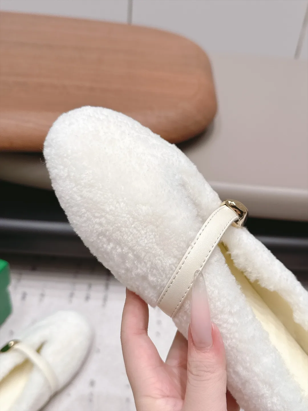 Bottega Veneta Sheepskin Fur Mary Jane Mules in White · view 8