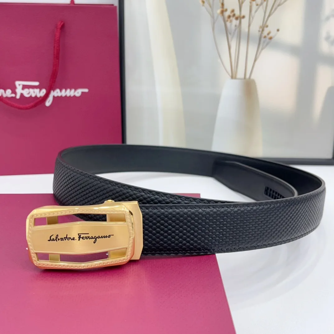 Ferragamo Calfskin Belt in Black · view 5