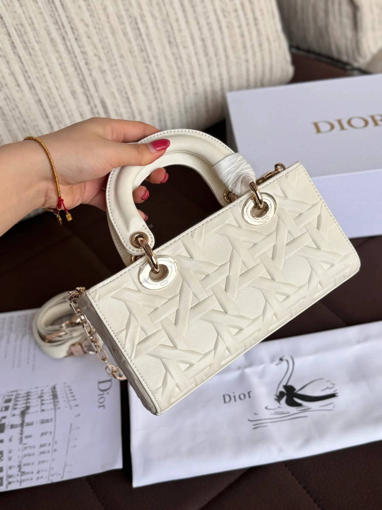 Dior Lady Dior Satchel in White · view 3