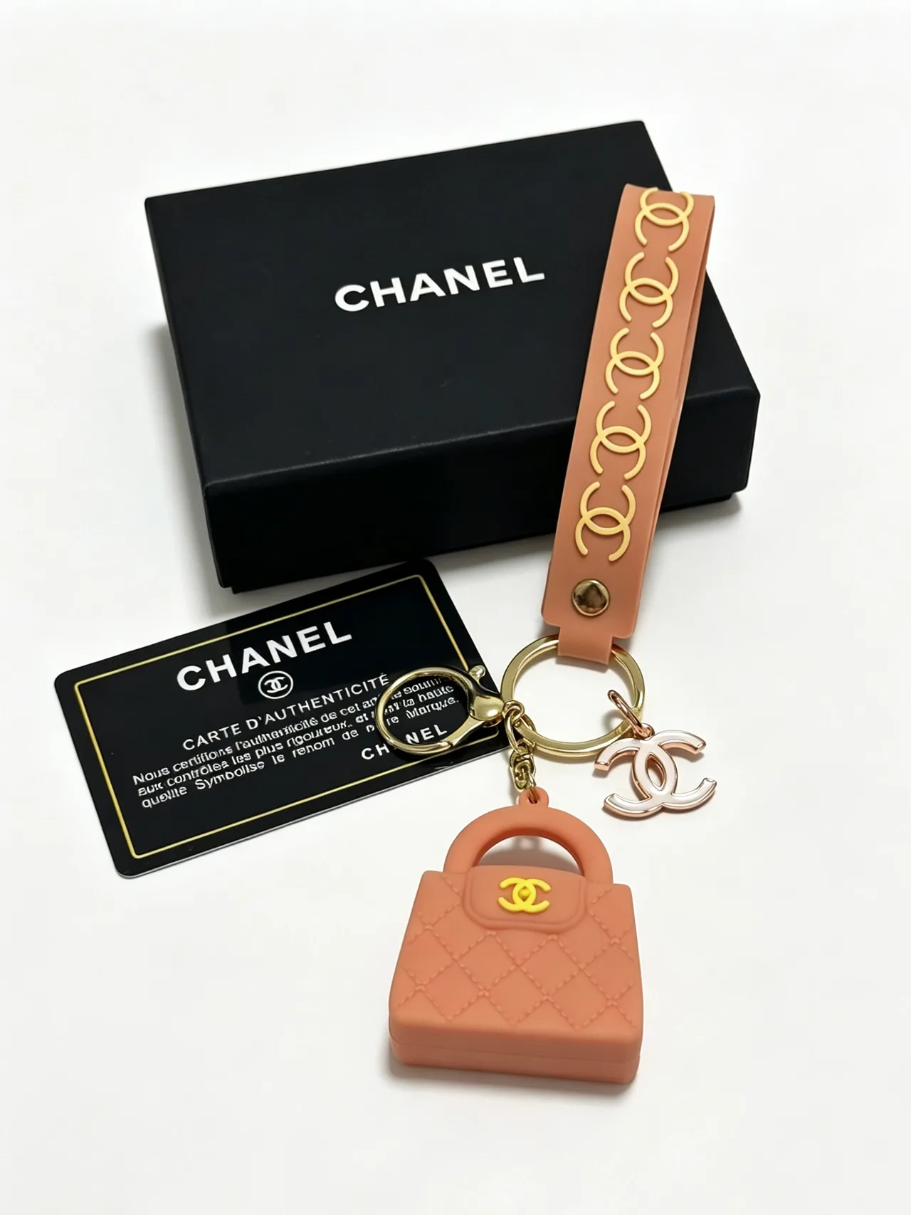 Chanel Quilted Mini Bag Keychain in Pink · view 1