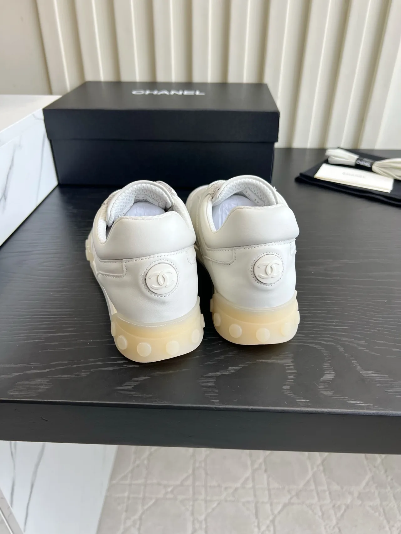 Chanel Suede Denim Sneakers in White · view 5