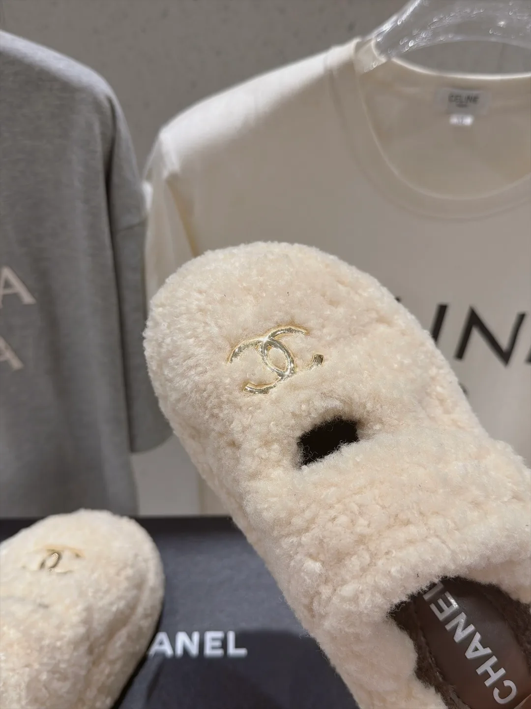 Chanel Smooth Slippers in Cream · view 7