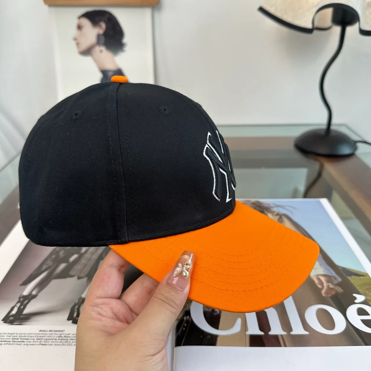 NY Letter Colorblock Baseball Cap in Brown & Black & Grey & Blue · view 7