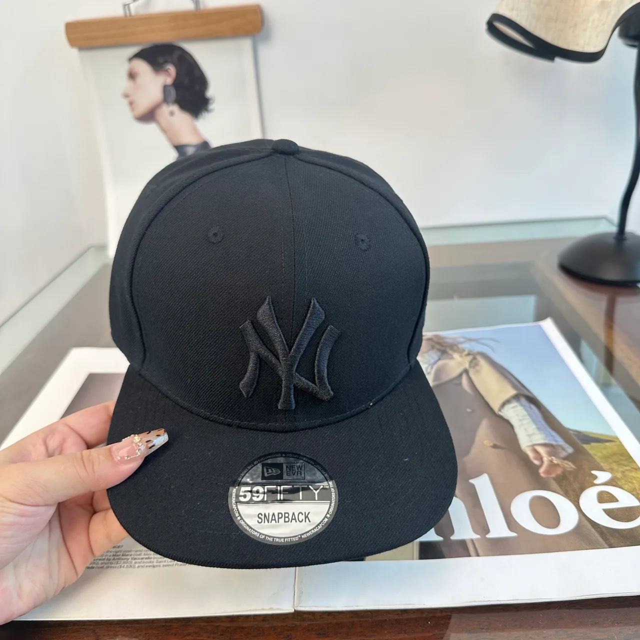 New Era Embroidered Baseball Cap in Black · view 4