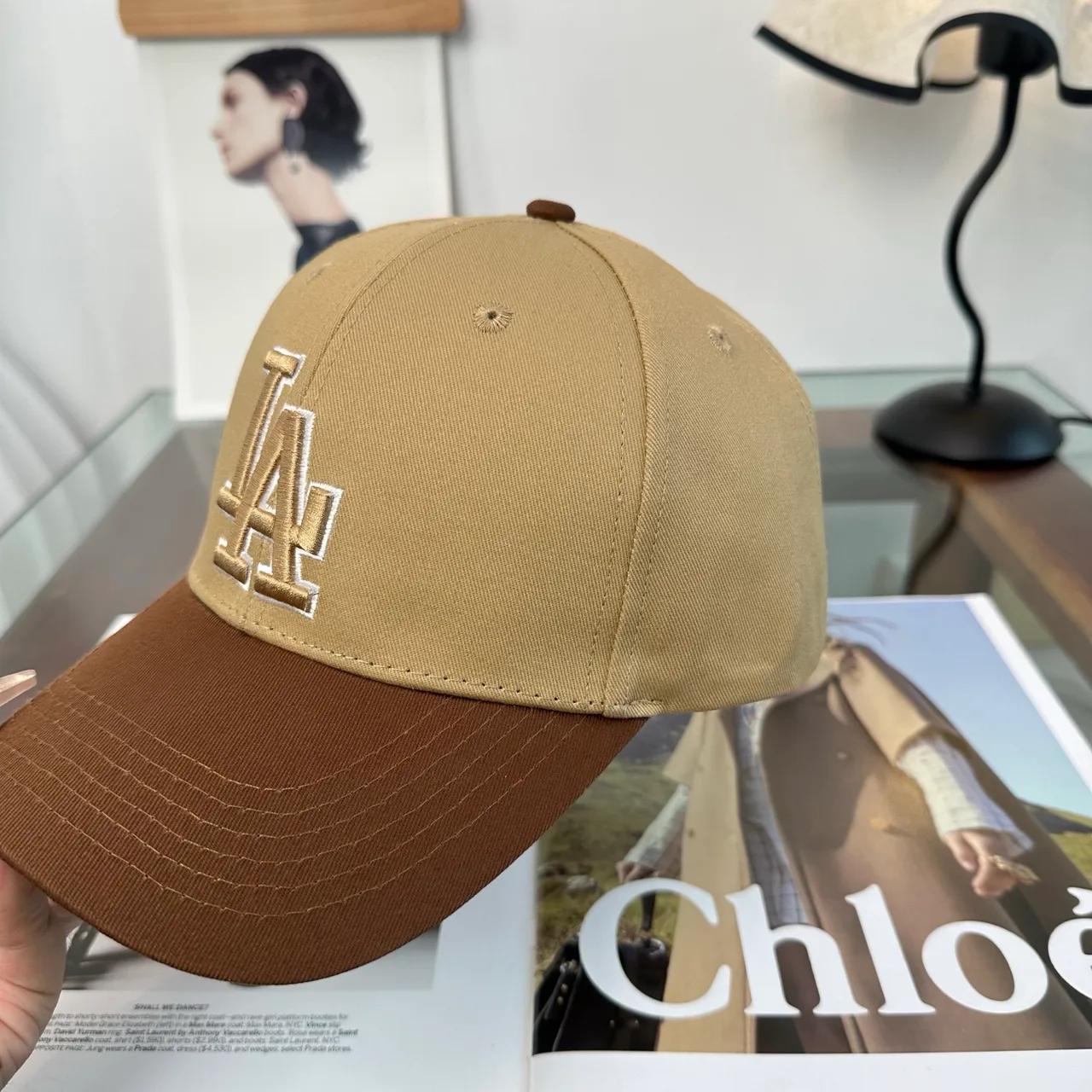LA Letter Colorblock Baseball Cap in Brown · view 7