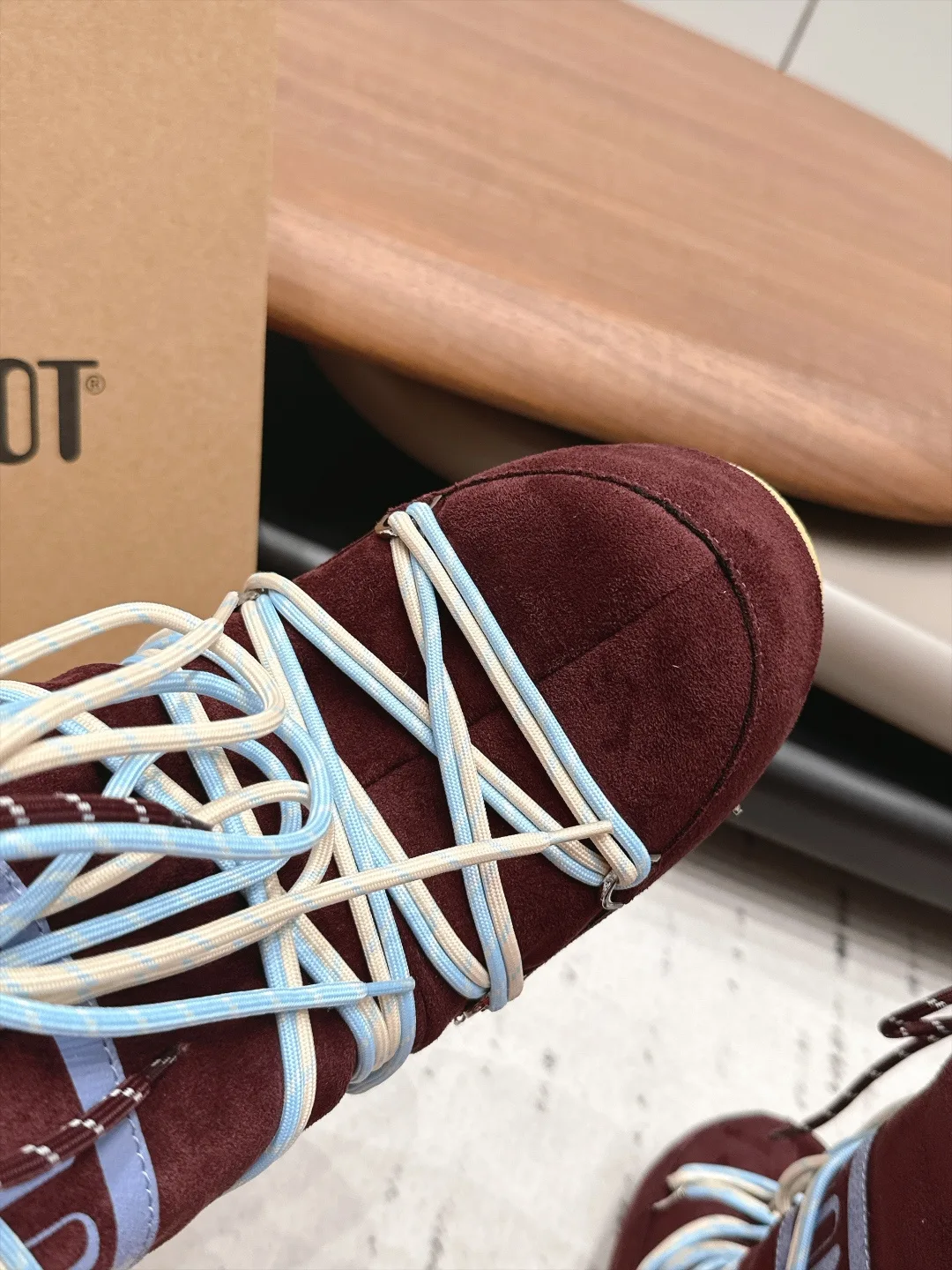 Moon Boot Suede-Look Snow Boots in Burgundy · view 6
