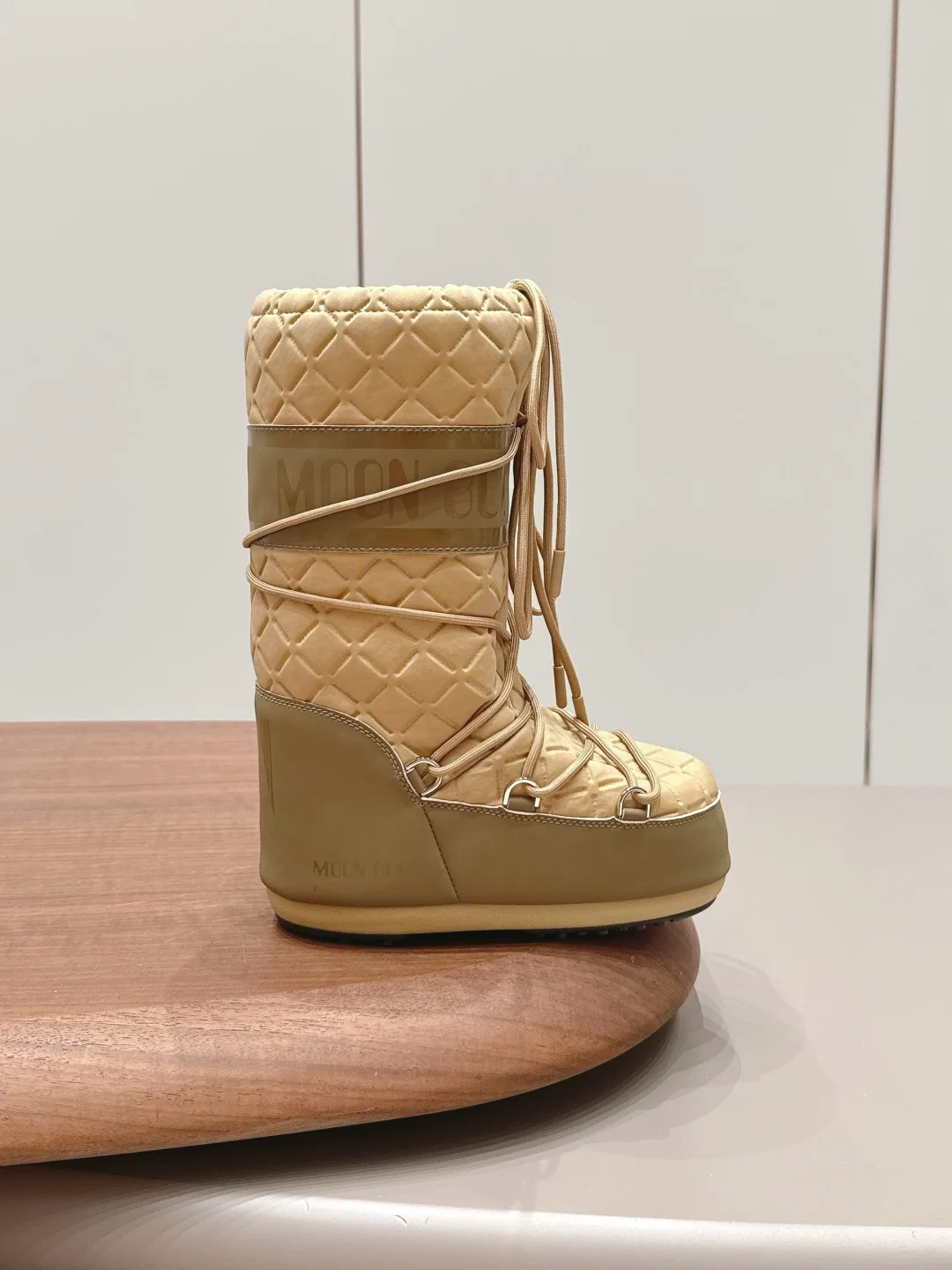 Moon Boot Lace-Up Quilted Snow Boots in Beige · view 5