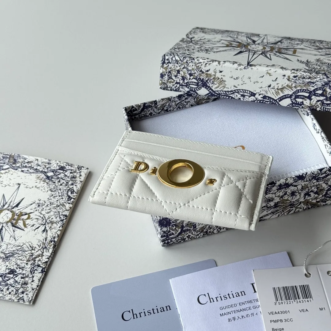 Dior Lambskin Quilted Cardholder in White · view 4