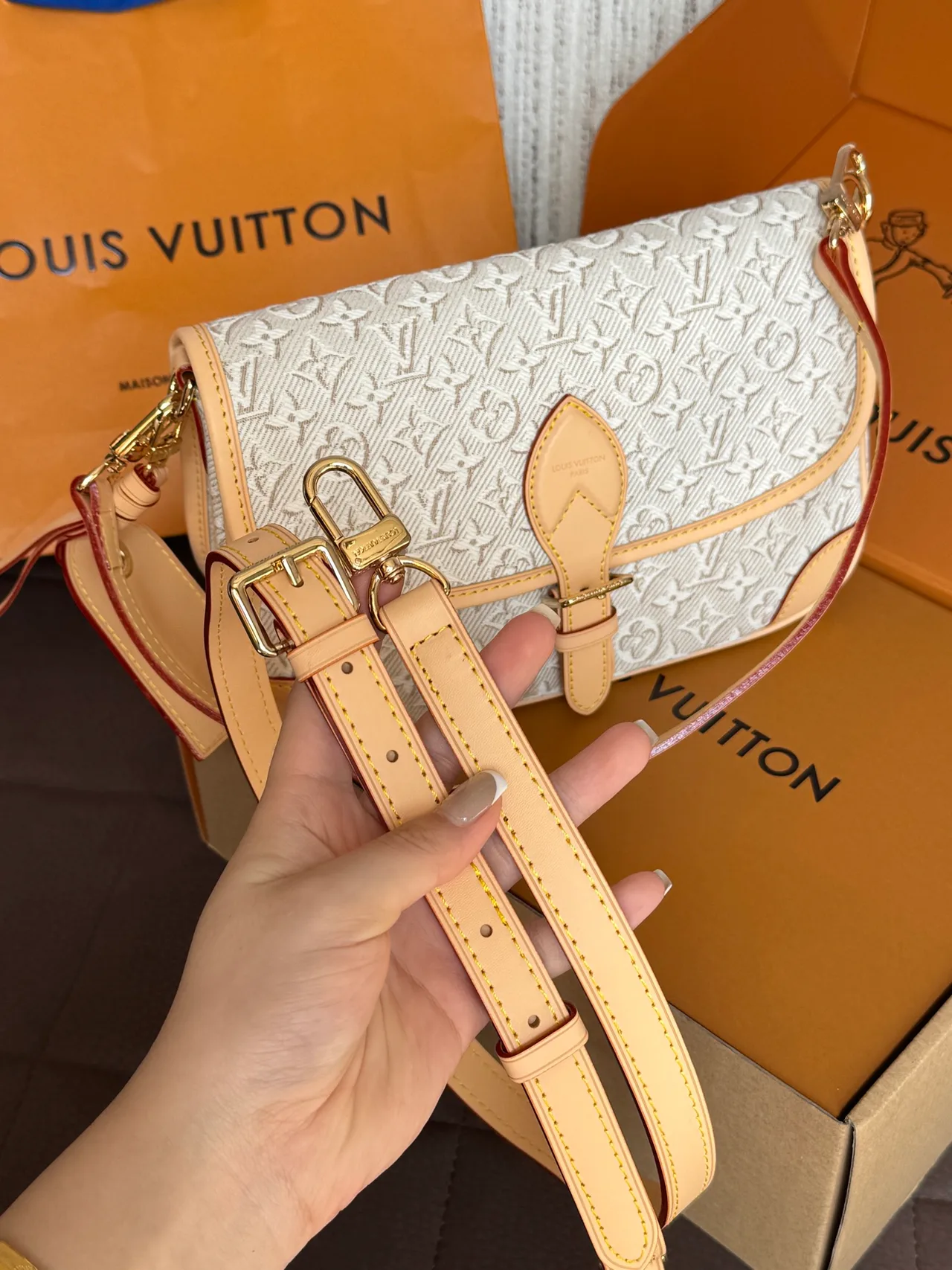 Louis Vuitton Denim Baguette Crossbody Bag in Grey · view 7
