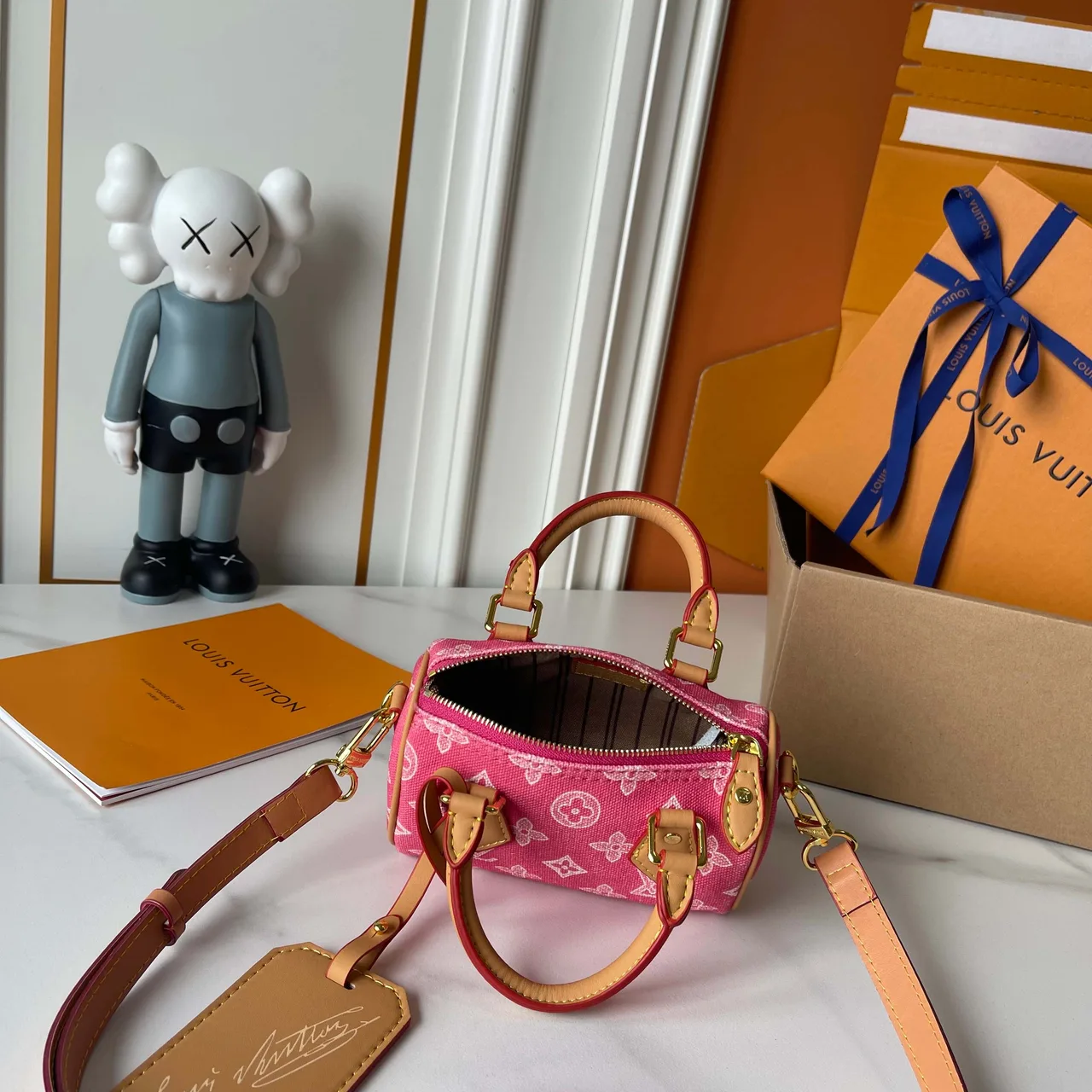 Louis Vuitton Cowhide Canvas Top-Handle Bag in Pink · view 8