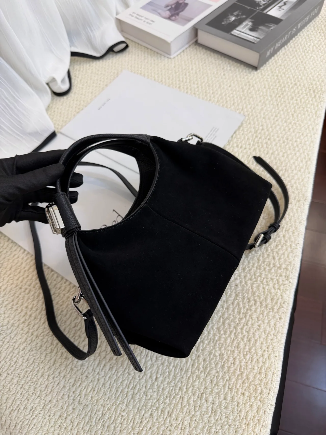 Furla Cowhide Smooth Hobo Bag in Black · view 4