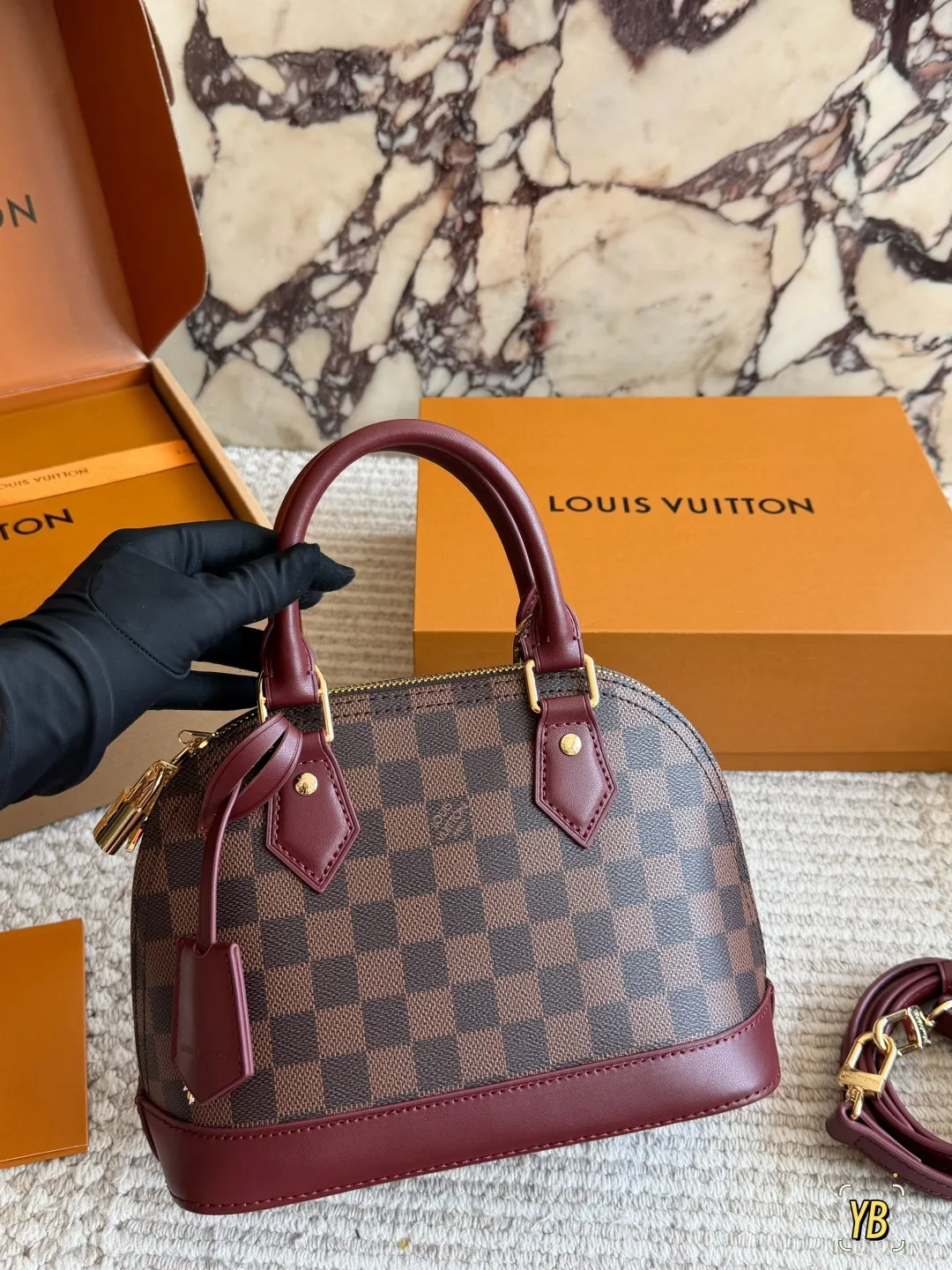 Louis Vuitton Cowhide Check Handbag in Brown · view 4