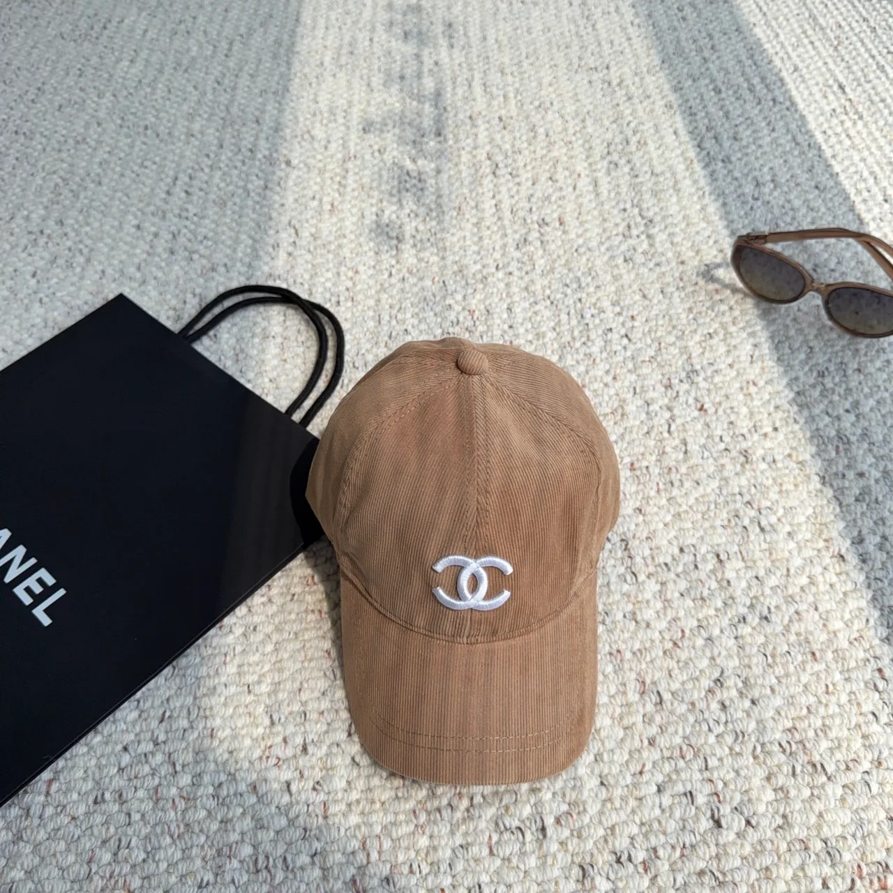 Chanel Corduroy Baseball Cap in Tan · view 1
