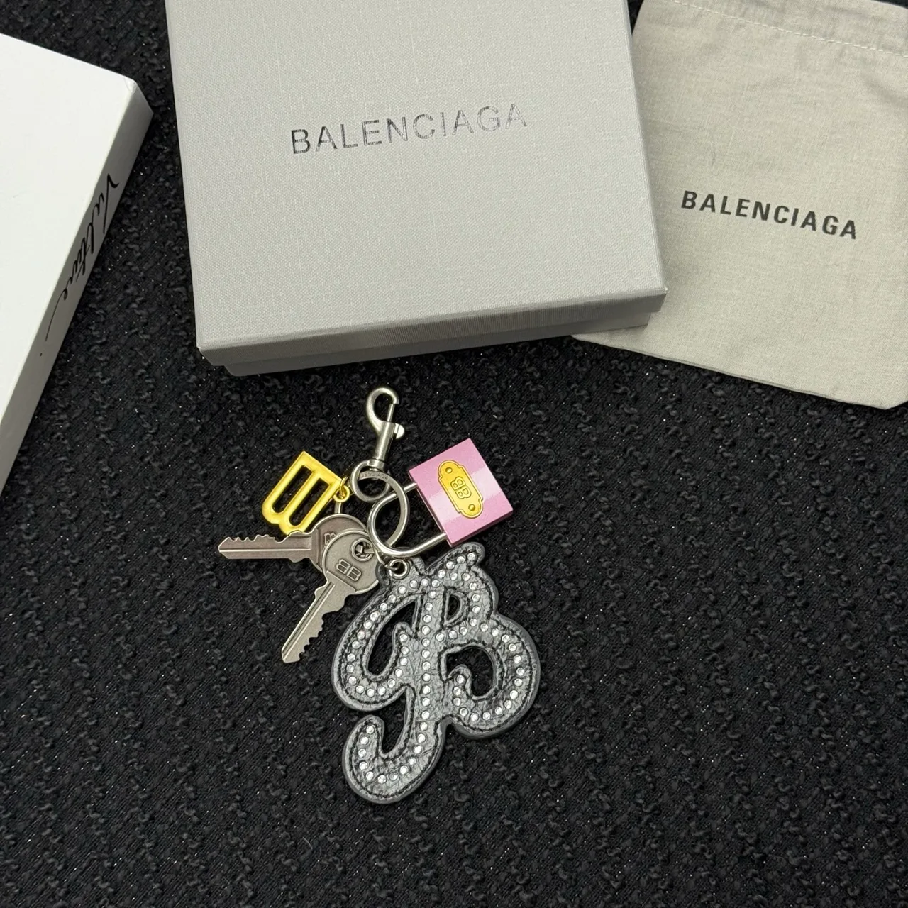 Balenciaga Bag Charm Assembly in Silver & Pink & White & Green · view 4