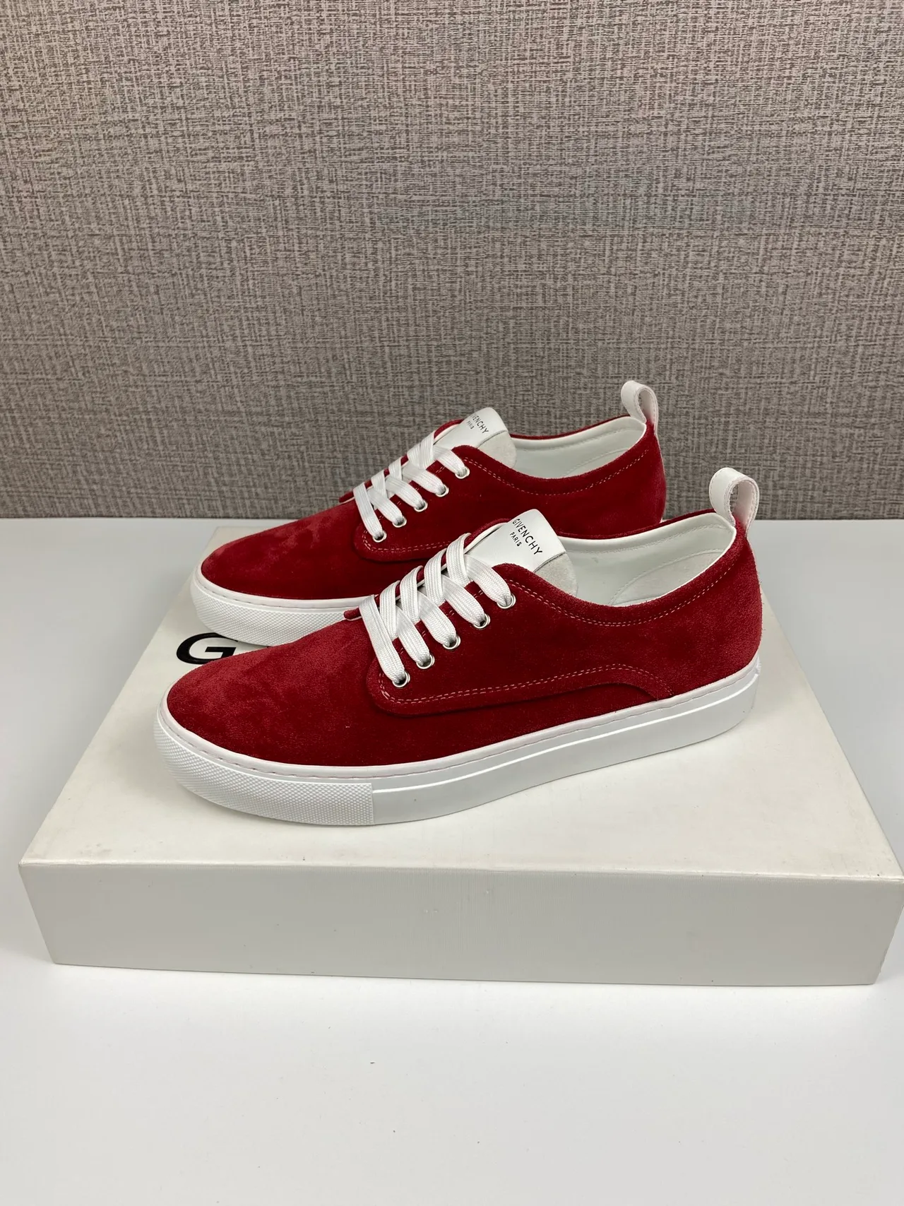 Givenchy Cowhide Suede-Look New City Sneakers in Burgundy · view 5
