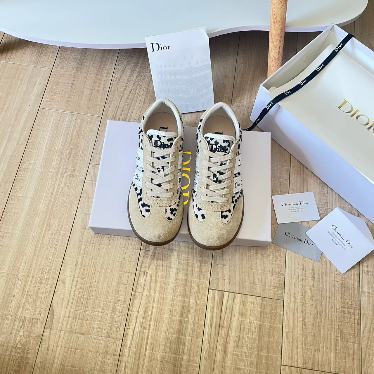 Dior Leather Sneakers in Beige · view 1