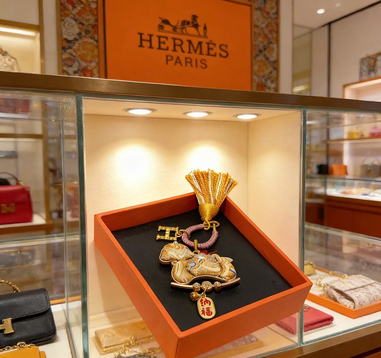 Hermes Smooth Horse Bag Charm in Gold · view 1