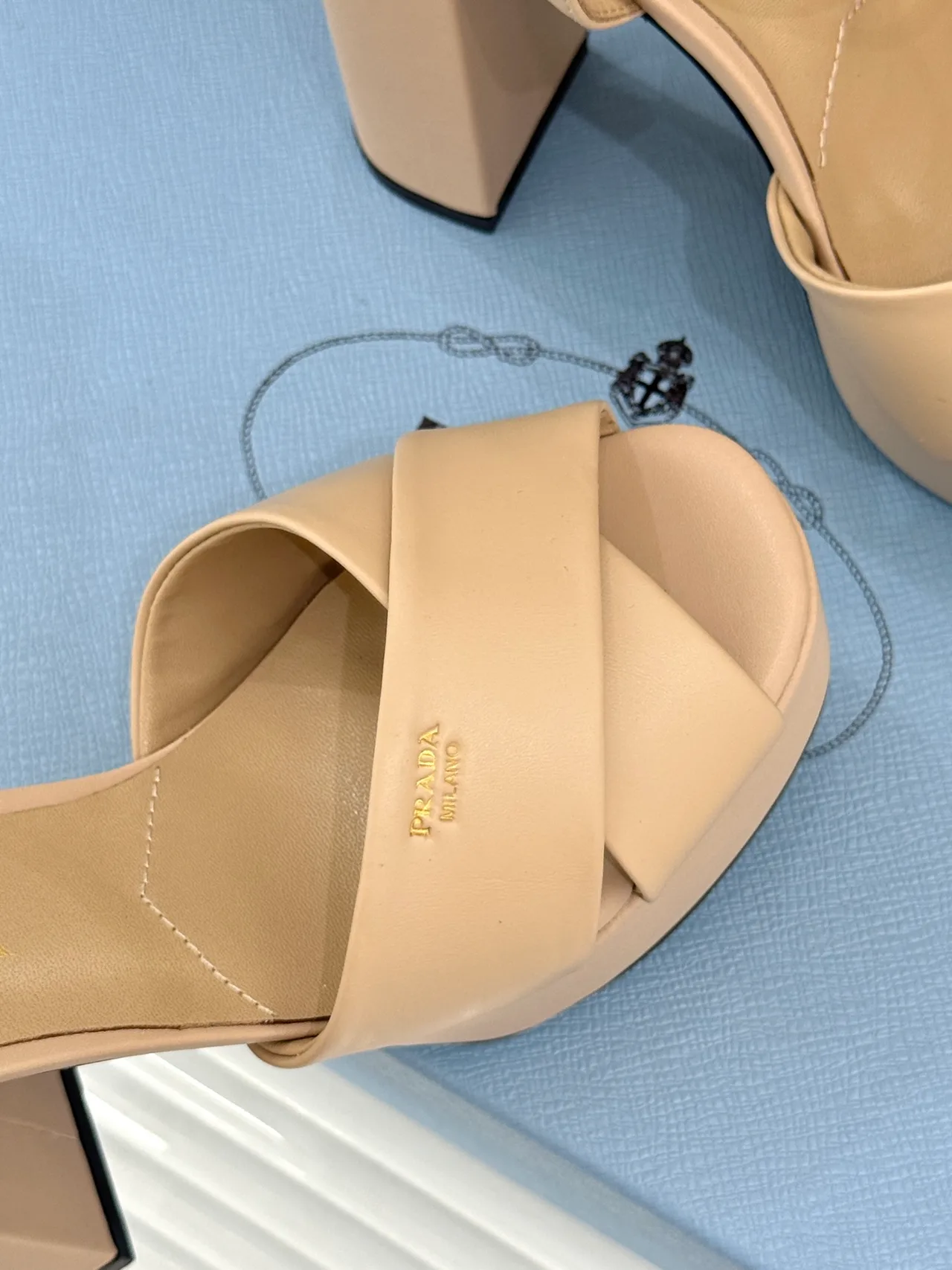 Prada Denim Sandals in Beige · view 7