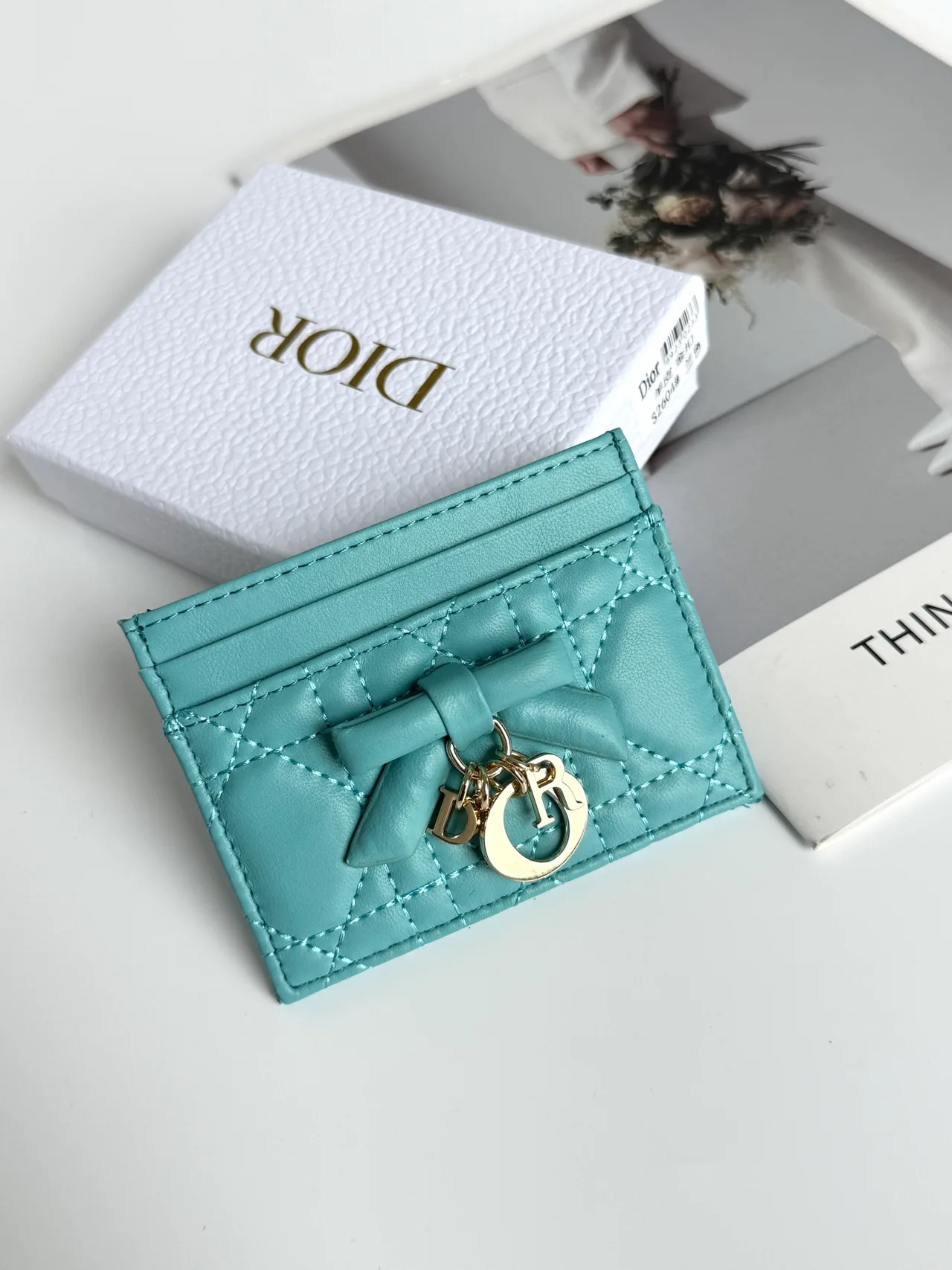 Dior Lambskin Quilted Cardholder in Blue · view 1