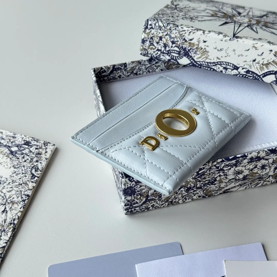 Dior Lambskin Quilted Cardholder in Blue · view 5