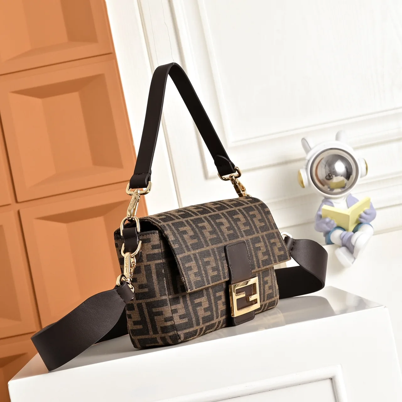 Fendi FF Monogram Baguette Bag in Brown · view 3