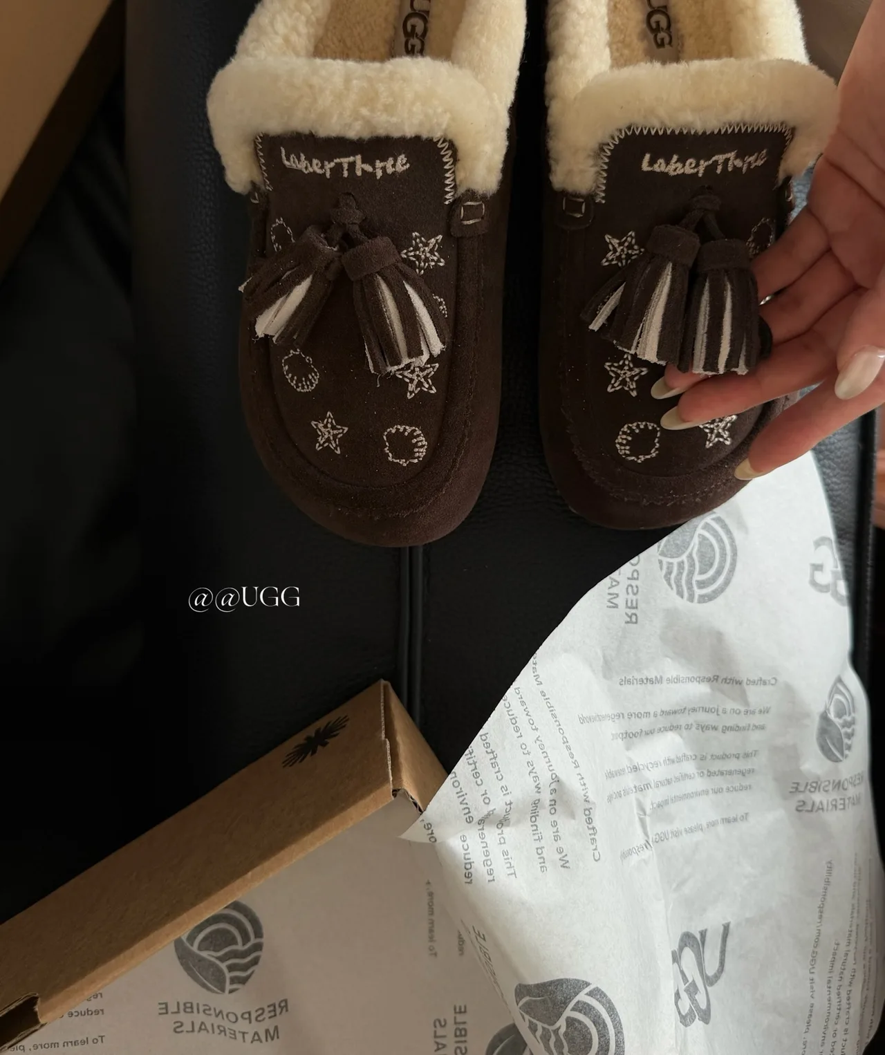 UGG Cowhide Slippers in Brown · view 8