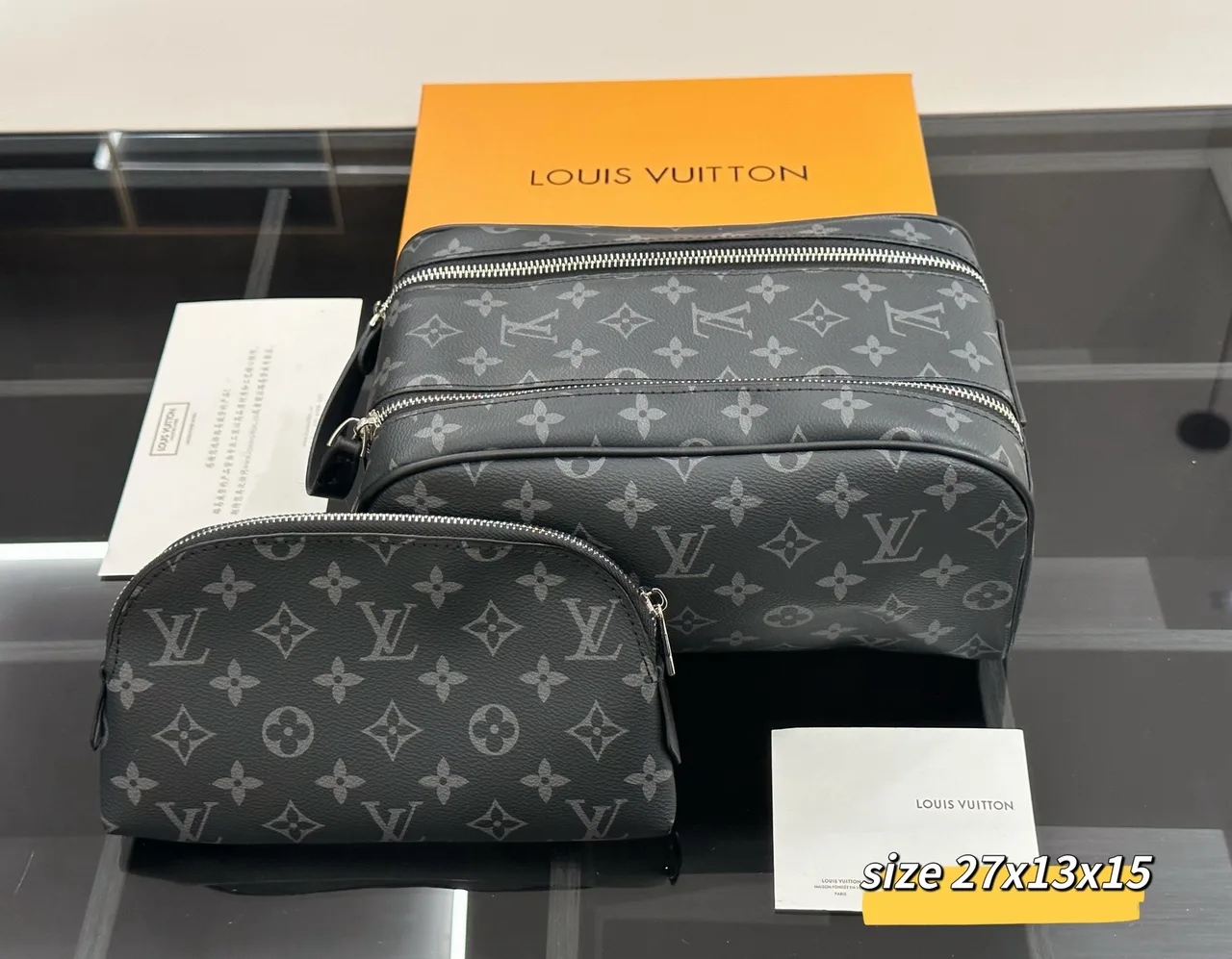 Louis Vuitton Double-Zip Bag in Brown & Grey & White · view 4