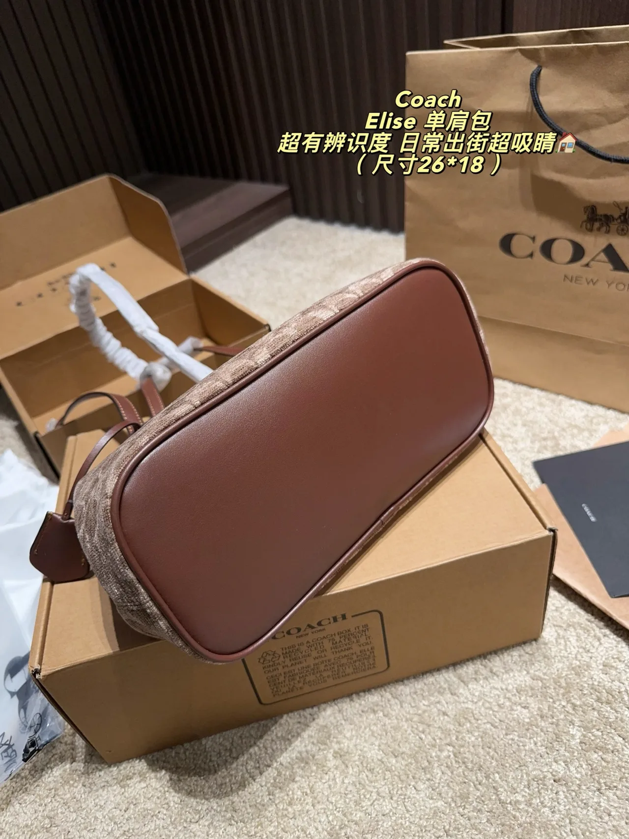 Coach Leather Smooth Shoulder Bag in Beige · view 7