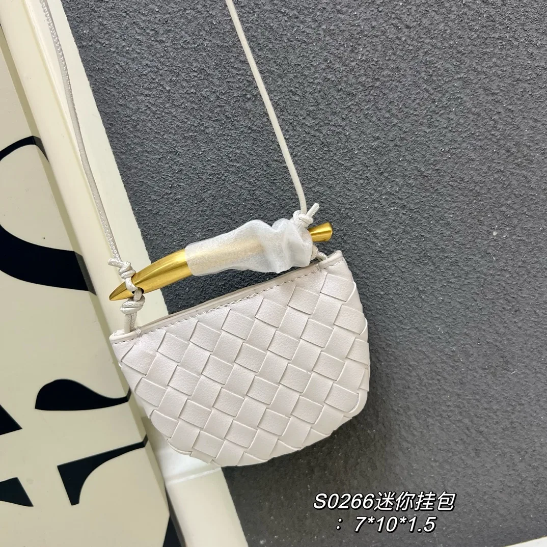 Bottega Veneta Quilted Miniature Sardine Bag Charm in White · view 1