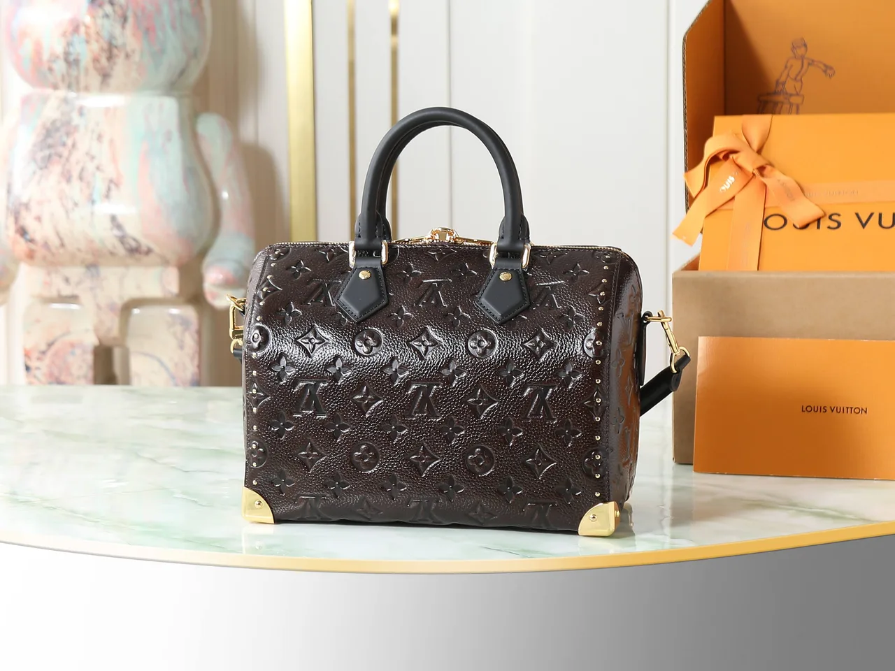 Louis Vuitton Speedy Leather Smooth Handbag in Brown · view 3