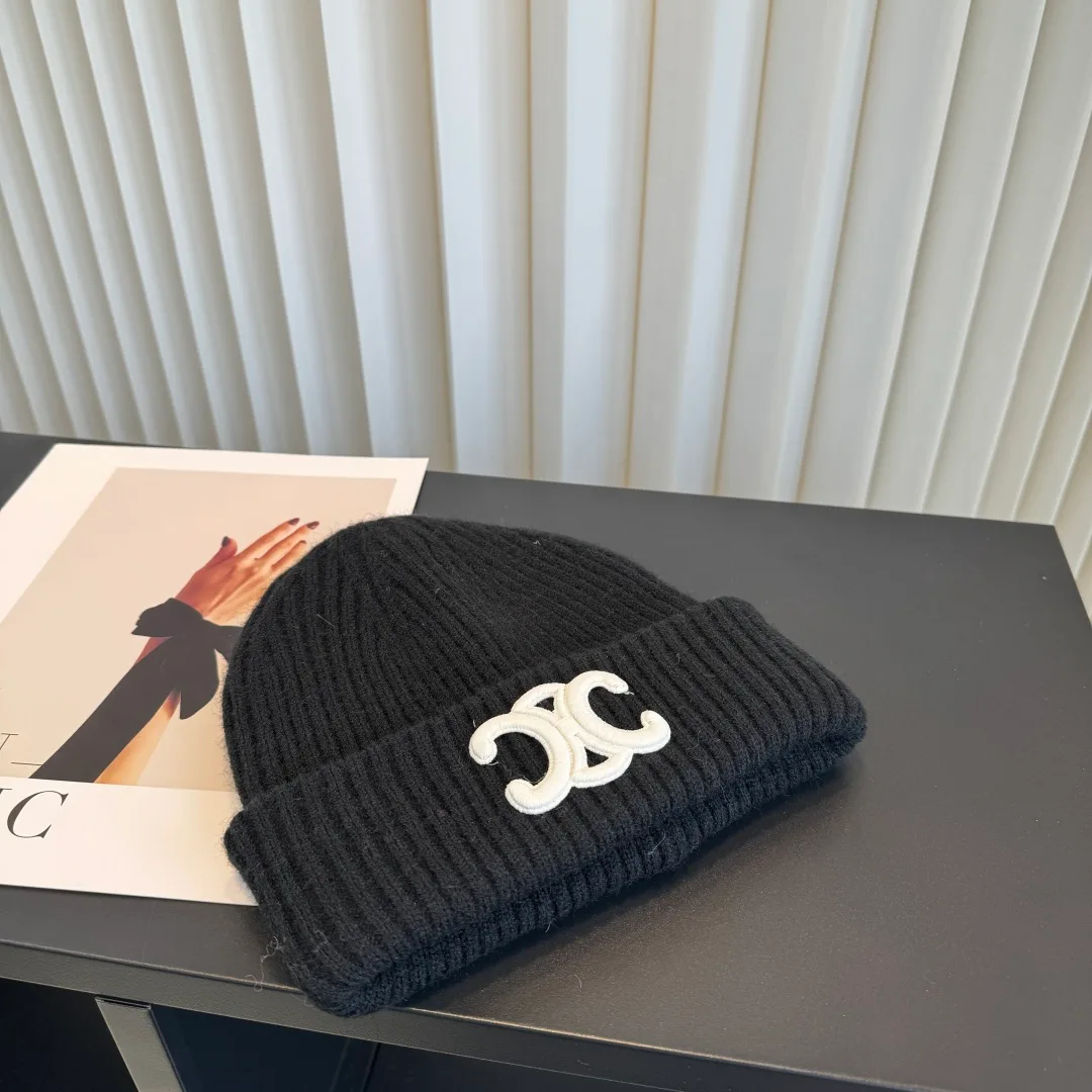 Celine Ribbed Beanie in Black · view 1