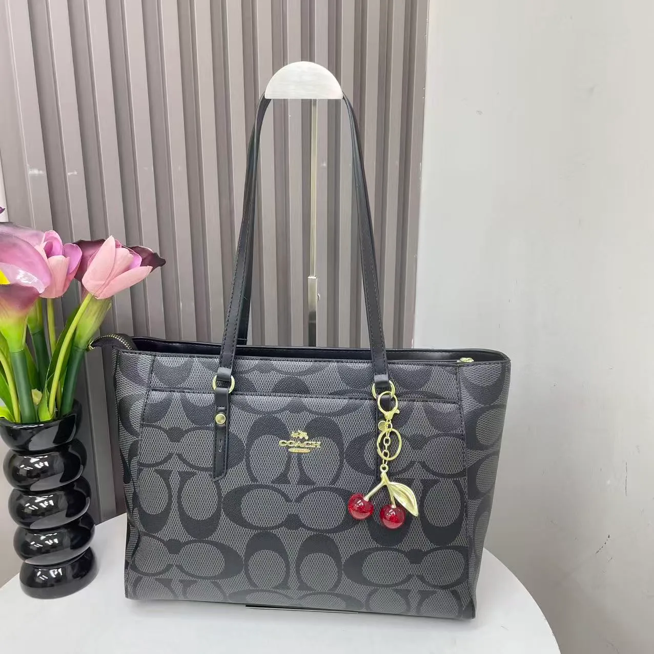 Coach Zip Tote in Black & Brown & Beige & Cream & Pink & White · view 7